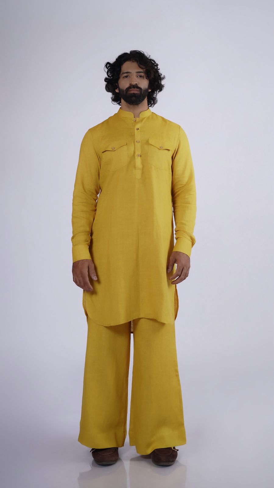 HIRANYAM LINEN MEN'S LONG KURTA SET