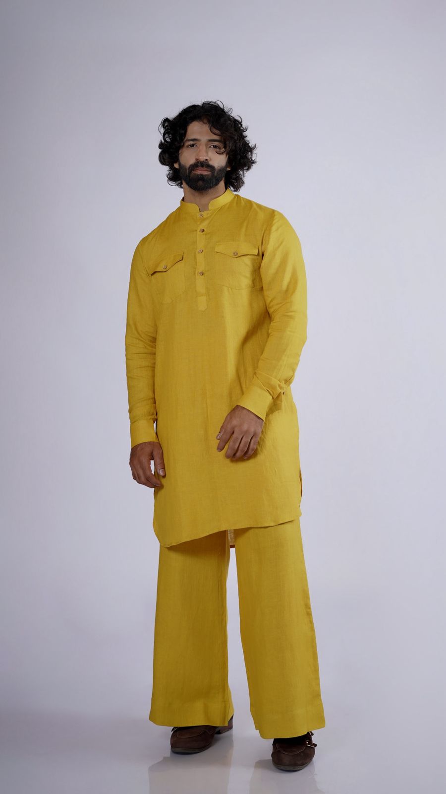 HIRANYAM LINEN MEN'S LONG KURTA SET