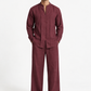 Aariz Linen Set for Men in rich plum linen, front view