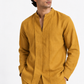 Close-up of Abeer mustard gold linen shirt for men