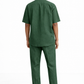 Back view of alpine green linen half sleeve shirt and pants set