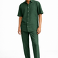Alpine green linen set for men with half sleeve shirt and pants – front view