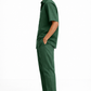 Side view of alpine green linen shirt and pants set for men