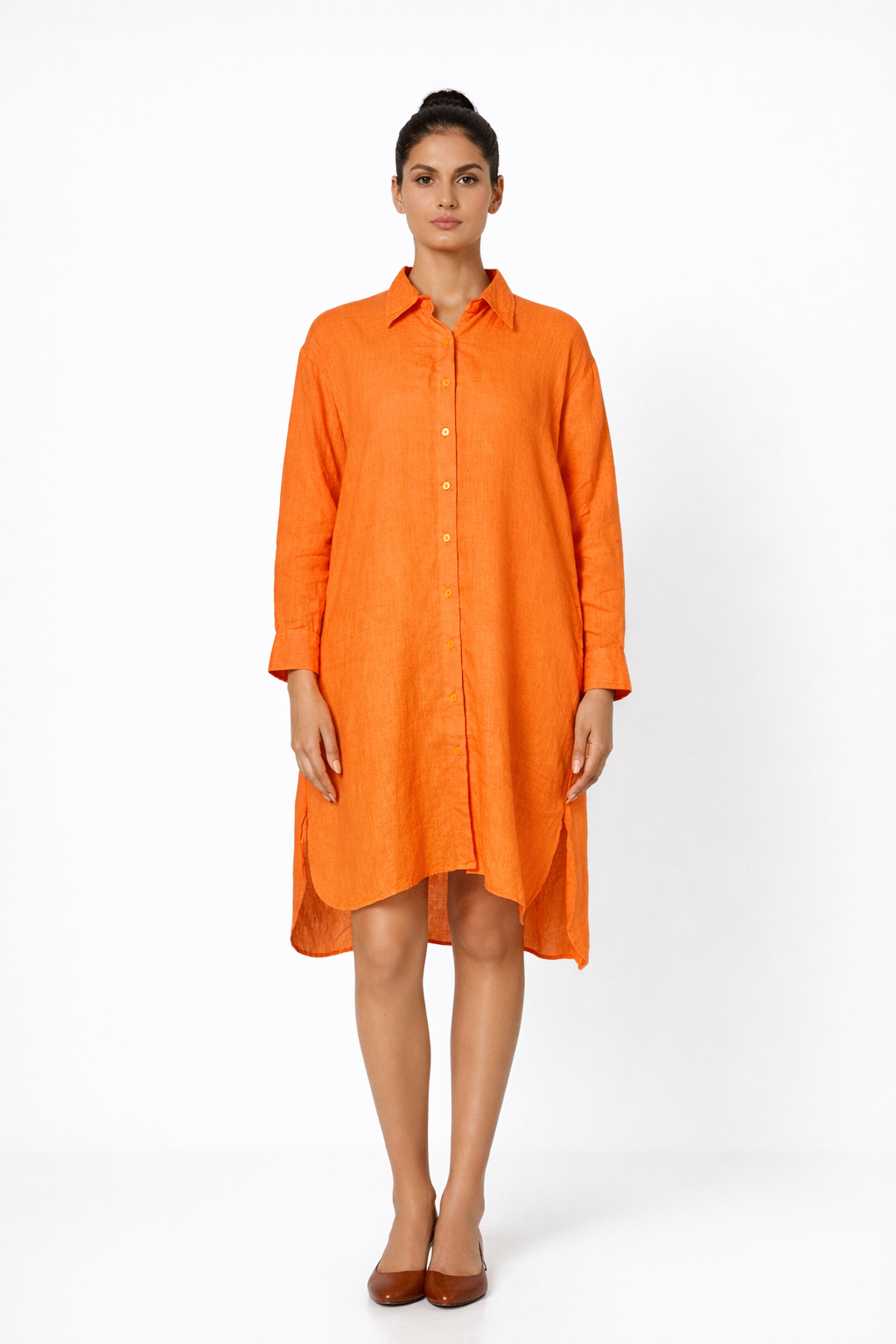 Angarika Women’s Linen Shirt Dress – Front View Linen Outfit for Women