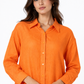 Angarika women's linen shirt dress close-up showing collar, buttons and linen texture