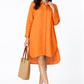 Angarika orange linen shirt dress for women front view
