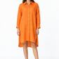 Angarika women's orange linen shirt dress front view