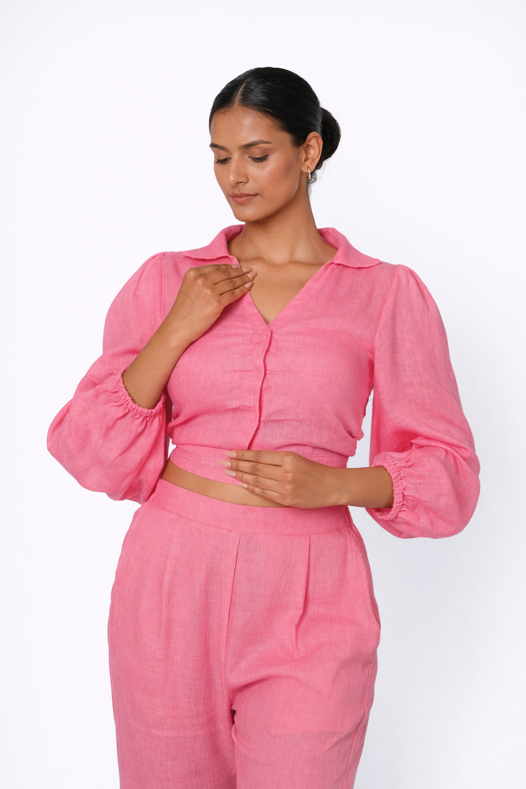 Breathable 100% Linen Fabric Texture – Rosa Set Linen Outfit for Women