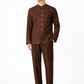 Chocolate brown linen jacket set for men styled for modern wear