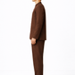 Chocolate brown linen jacket set for men – side profile
