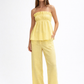 Citra linen set for women with strapless smocked top and wide-leg pants