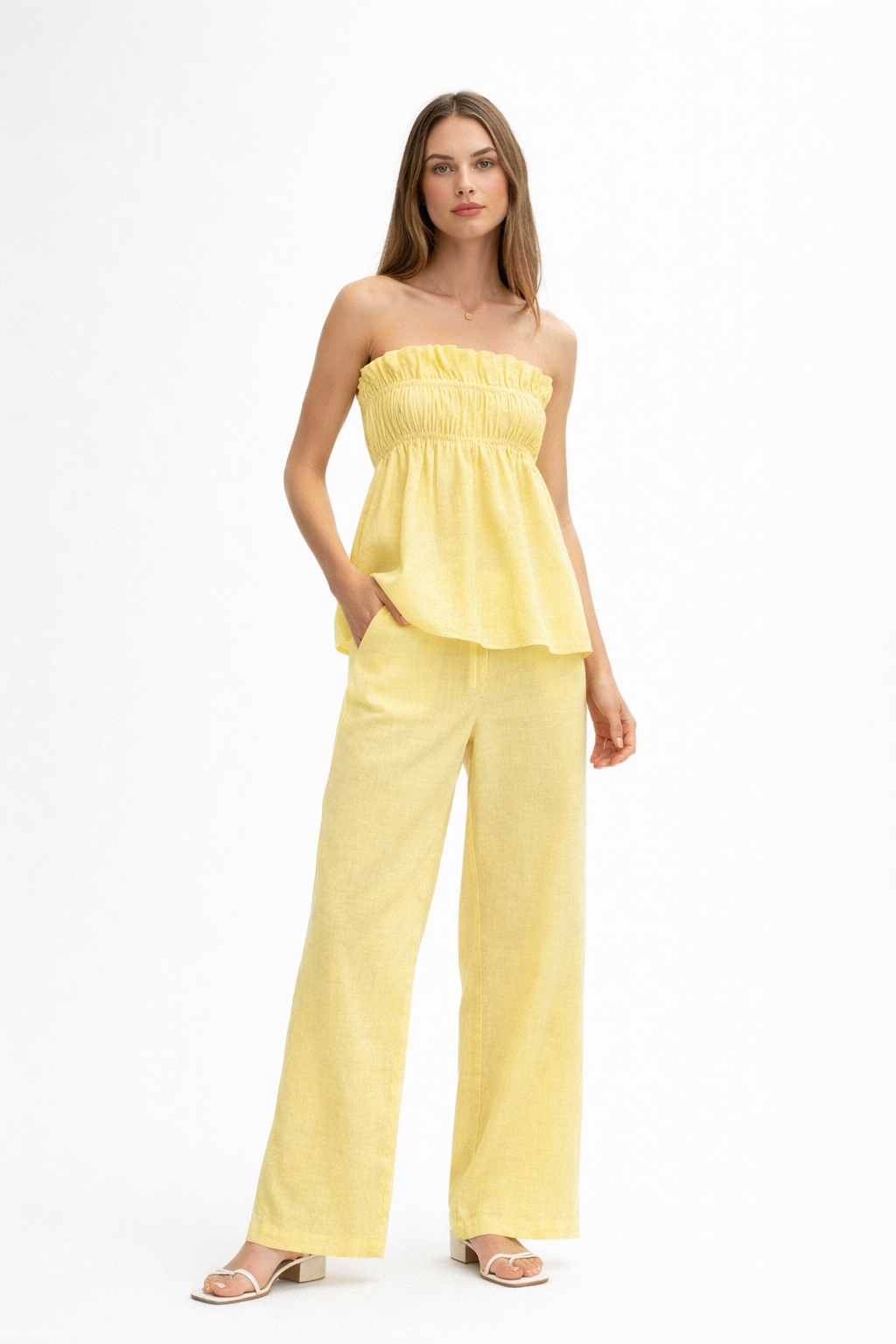 Full view of Citra linen co-ord set for women in breathable linen