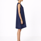 Denim Blue Linen V-Neck Dress – Women’s Linen Dress Side View