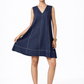 Denim Linen Dress A-Line Silhouette – Linen Outfit for Women