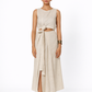 Earthy Natural Tie Front Knot Linen Set – Women’s Linen Co-Ord Set Front View