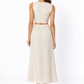 Earthy Natural Tie In Front Knot Linen Set for Women – Back View