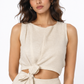 Earthy Natural Tie In Front Knot Linen Set for Women – Front Knot and
