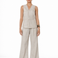 Earthy Natural Undyed Linen Vest Set – Women’s Linen Co-Ord Set Front View