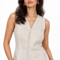 Earthy Natural Undyed Linen Vest Set for Women – linen vest detail