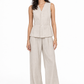 Earthy Natural Undyed Linen Vest Set for Women – front view