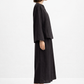 Side view of Eclipse Black Linen Set showcasing wide sleeves, breathable linen fabric, and relaxed tailoring.