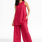 Detailed view of breathable linen fabric used in Evara women’s linen set