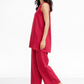 Side view of Evara linen set for women showing tunic length and wide-leg linen pants