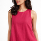 Close-up of Evara linen tunic for women showing breathable linen texture and neckline