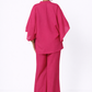 Farah Linen Kaftan Set – Women’s Fuchsia Linen Outfit Set Back View