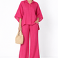 Farah Linen Kaftan Set for Women in pink with woven bag – full front view