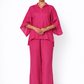 Farah Linen Kaftan Set – Women’s Fuchsia Linen Outfit Set Front View