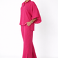 Farah Linen Kaftan Set – Women’s Fuchsia Linen Outfit Set Side View
