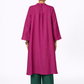 Gulbahar Flared Linen Tunic Set – Rani Pink & Bottle Green Linen Outfit Set Back View