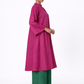 Gulbahar Flared Linen Tunic Set – Rani Pink & Bottle Green Linen Outfit Set Side View