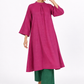 Gulbahar Rani pink linen tunic with bottle green pants for women