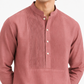 Gulnaar dusty rose linen kurta with pintuck detailing close-up