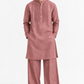 Gulnaar dusty rose linen kurta set for men front view