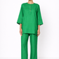 Harit Linen Kurta Set – Vibrant Green Linen Outfit for Women Front View