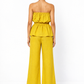 Hiranyam yellow off-shoulder linen set for women back view