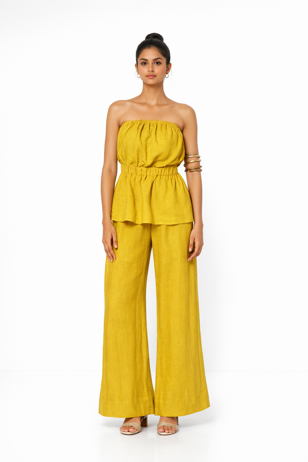 Hiranyam Off-Shoulder Linen Set – Front View Linen Set for Women