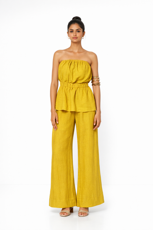 Hiranyam Off-Shoulder Linen Set – Front View Linen Set for Women