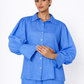 Puff Sleeve Detail – Jalneel Linen Shirt in Chalk Blue Linen Set for Women