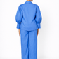 Jalneel Linen Set – Chalk Blue Linen Outfit Set for Women Back View