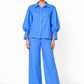 Jalneel Linen Set in Chalk Blue – linen outfit set for women front view