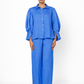 Jalneel Linen Set – Chalk Blue Linen Outfit Set for Women Front View