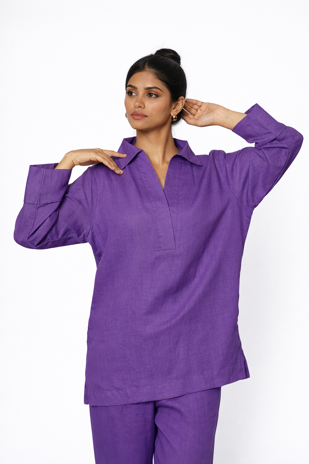 Pure Linen Fabric Detail – Jamuni Linen Kurta Set for Women