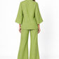 Kadamb lime green linen kimono set for women back view