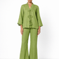 Kadamb Linen Limono Set – Women’s Lime Green Linen Outfit Set Front View