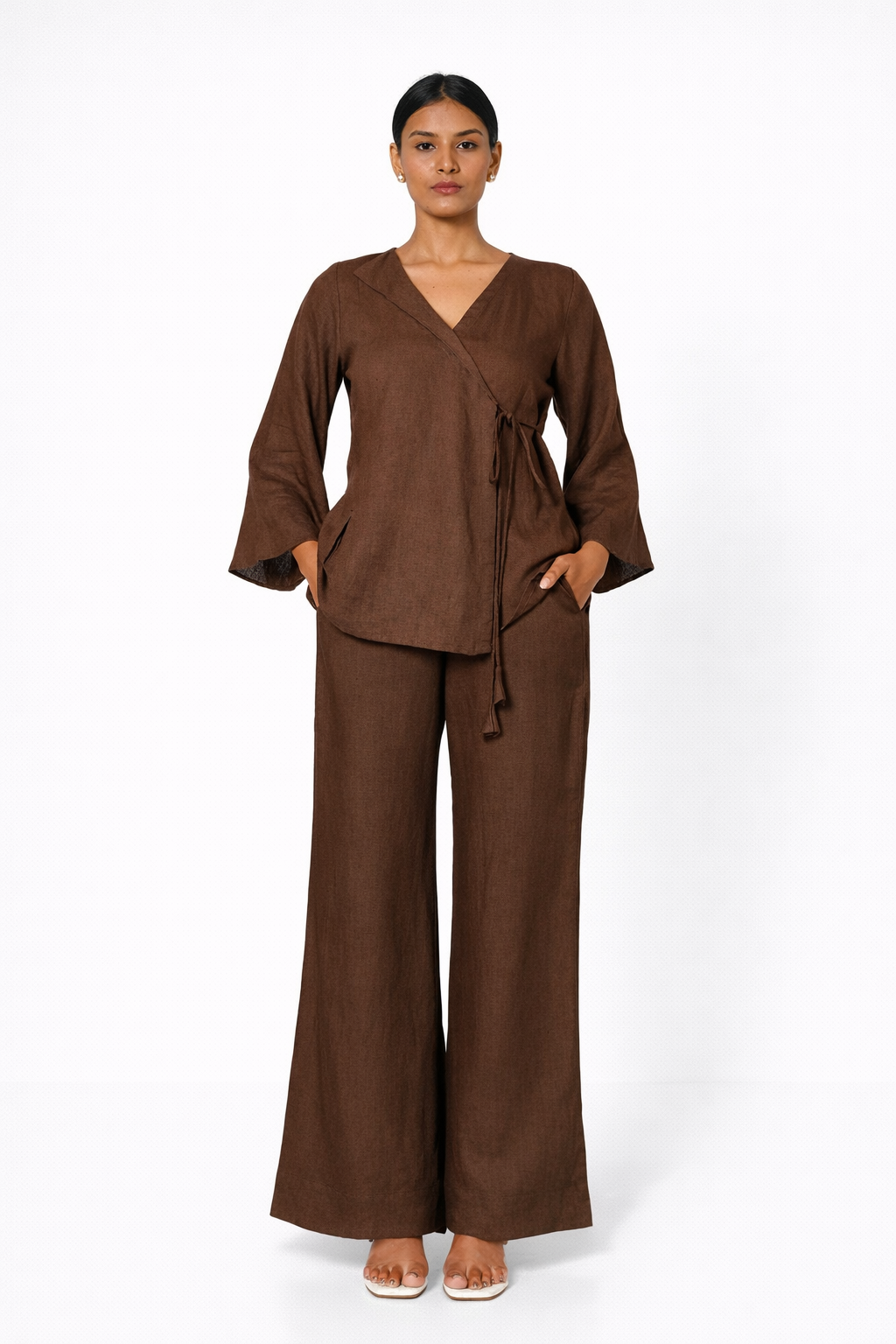 Kaha Linen Wrap Set – Women’s Linen Outfit Set Front View