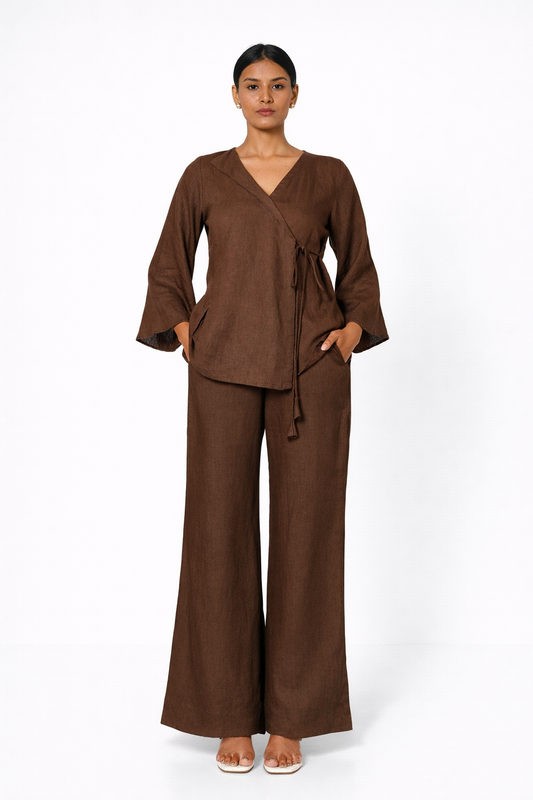 Kaha Linen Wrap Set – Women’s Linen Outfit Set Front View